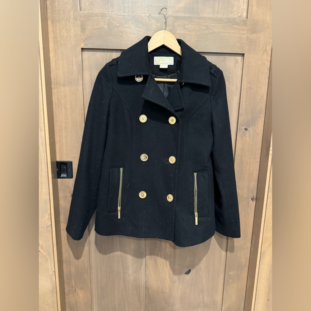 Michael Kors Black Peacoat with Gold Buttons